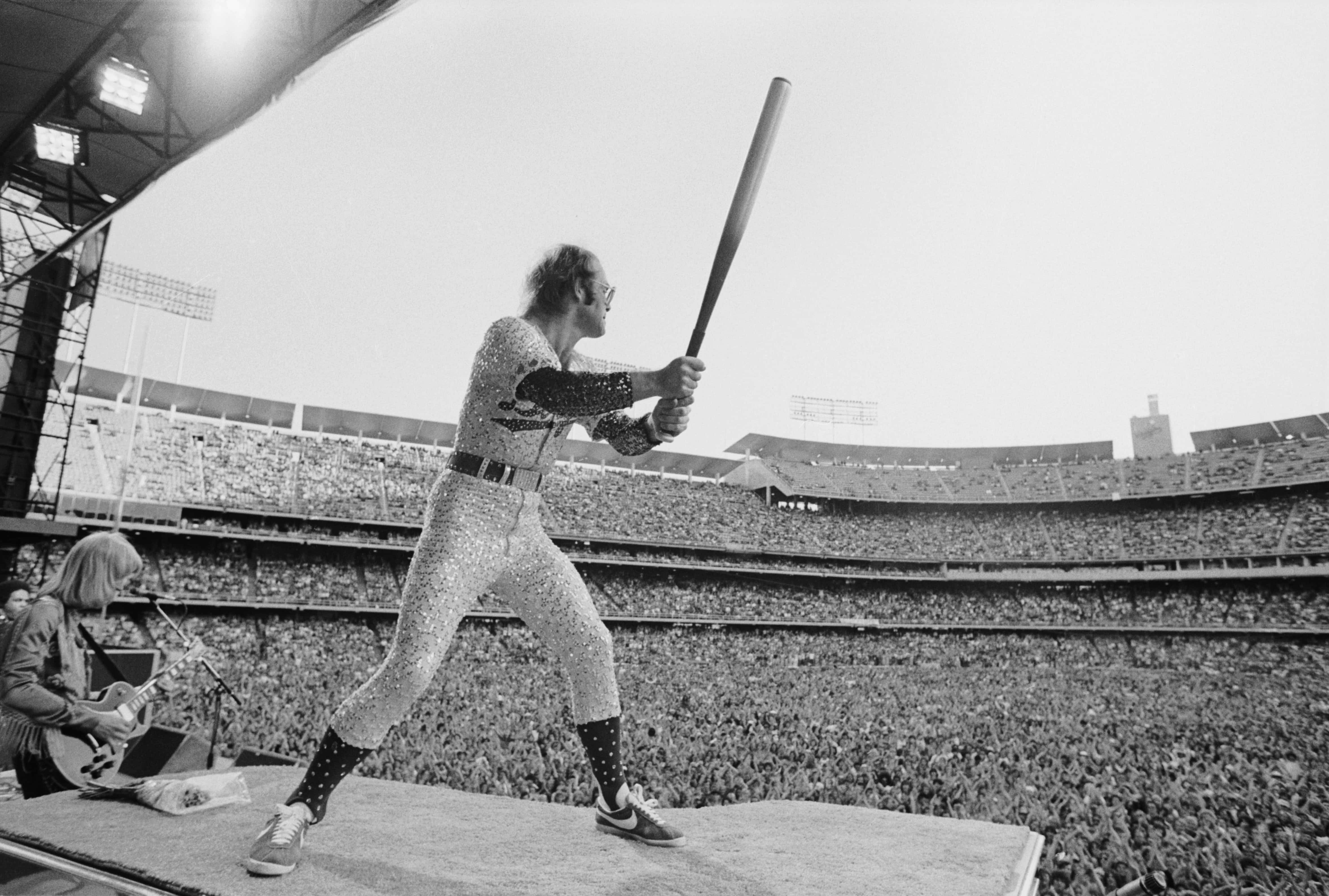 Elton John in Full Swing, Dodger Stadium, Los Angeles, 1975