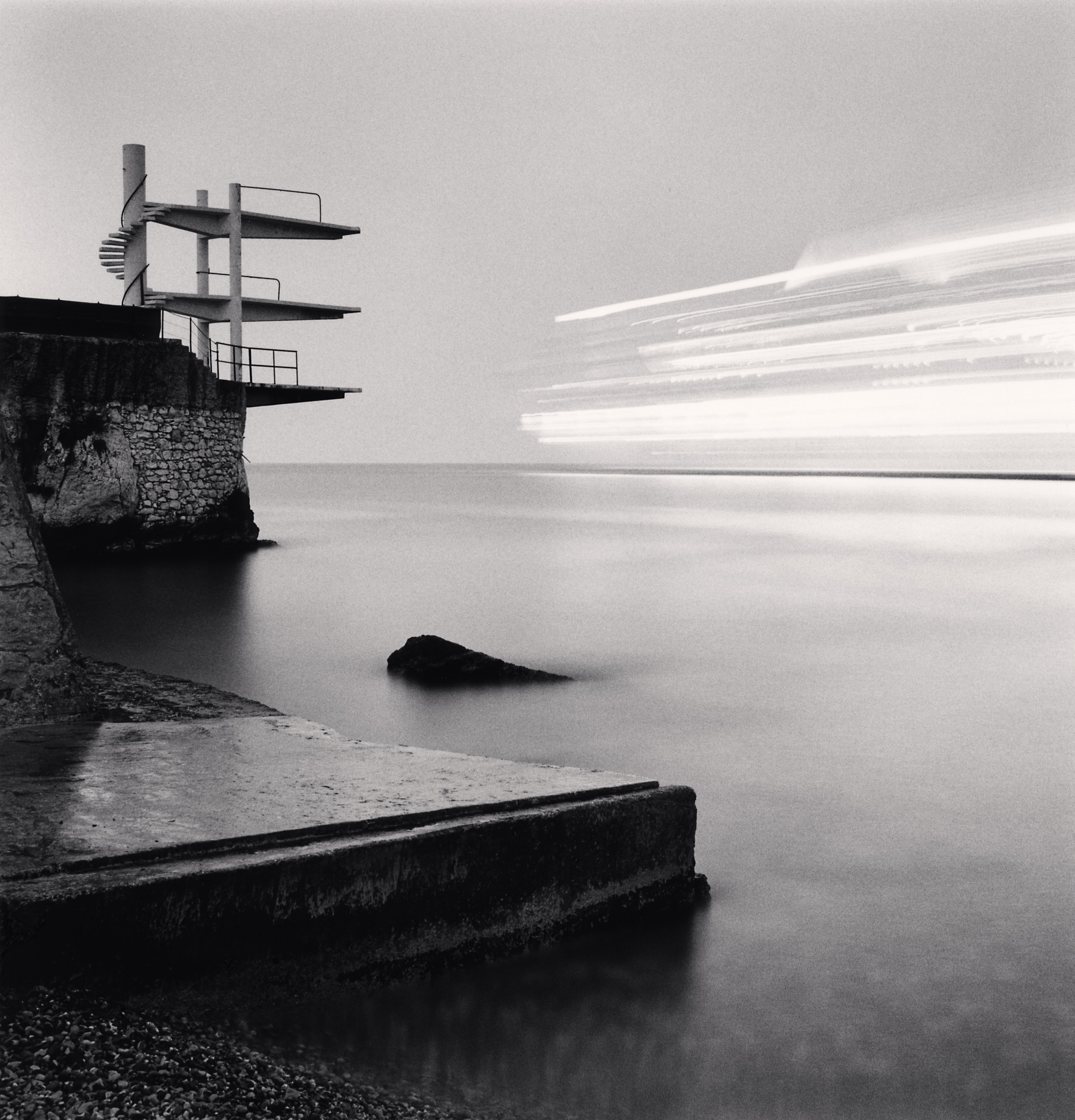 Diving Boards and Cruise Ship, Nice, Alpes-Maritimes, France, 1997 Michael Kenna