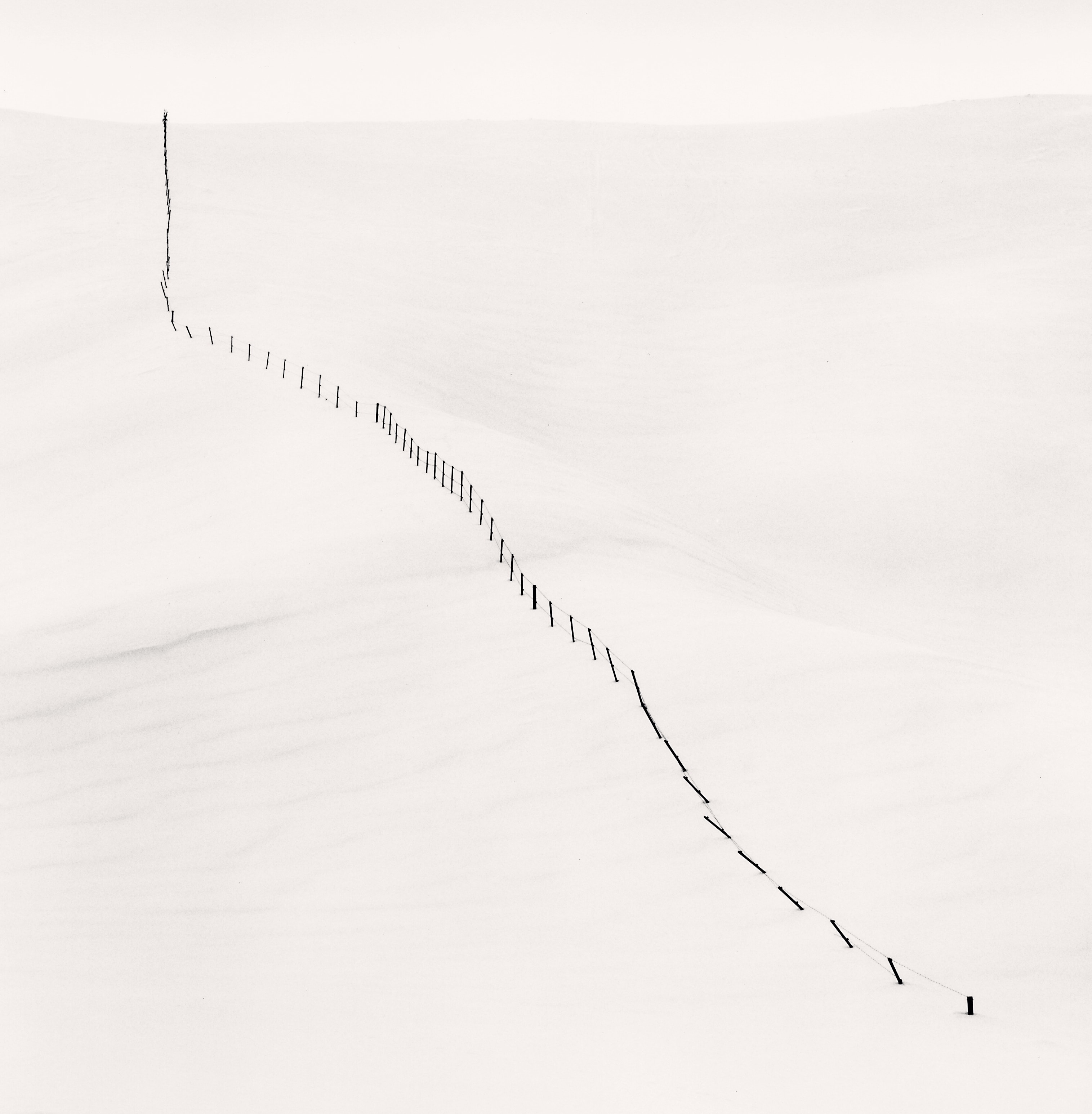 Hillside Fence, Study 5, Teshikaga, Hokkaido, Japan, 2004 Michael Kenna