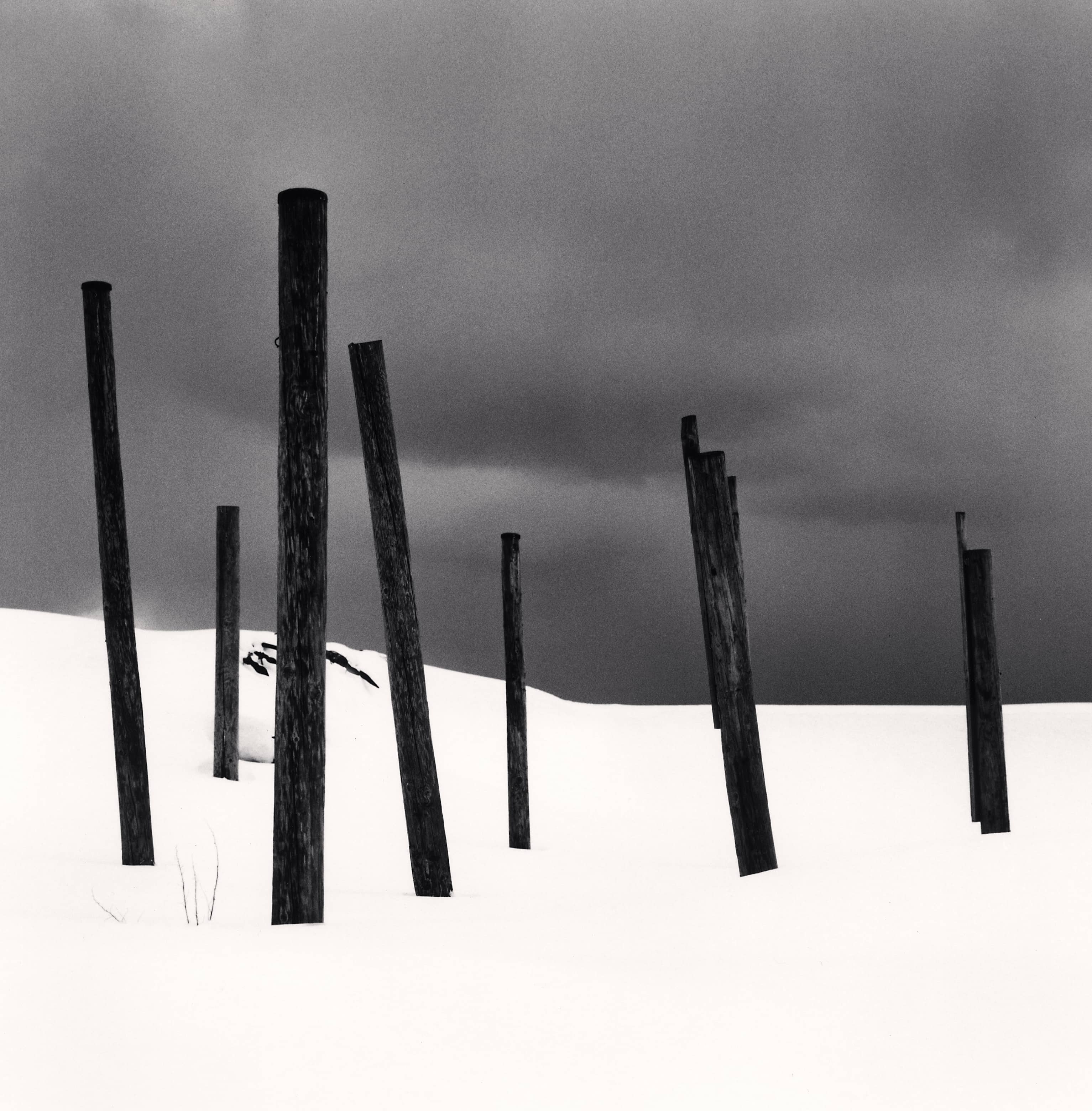 Seven Posts in Snow, Rumoi, Hokkaido, Japan, 2004 Michael Kenna