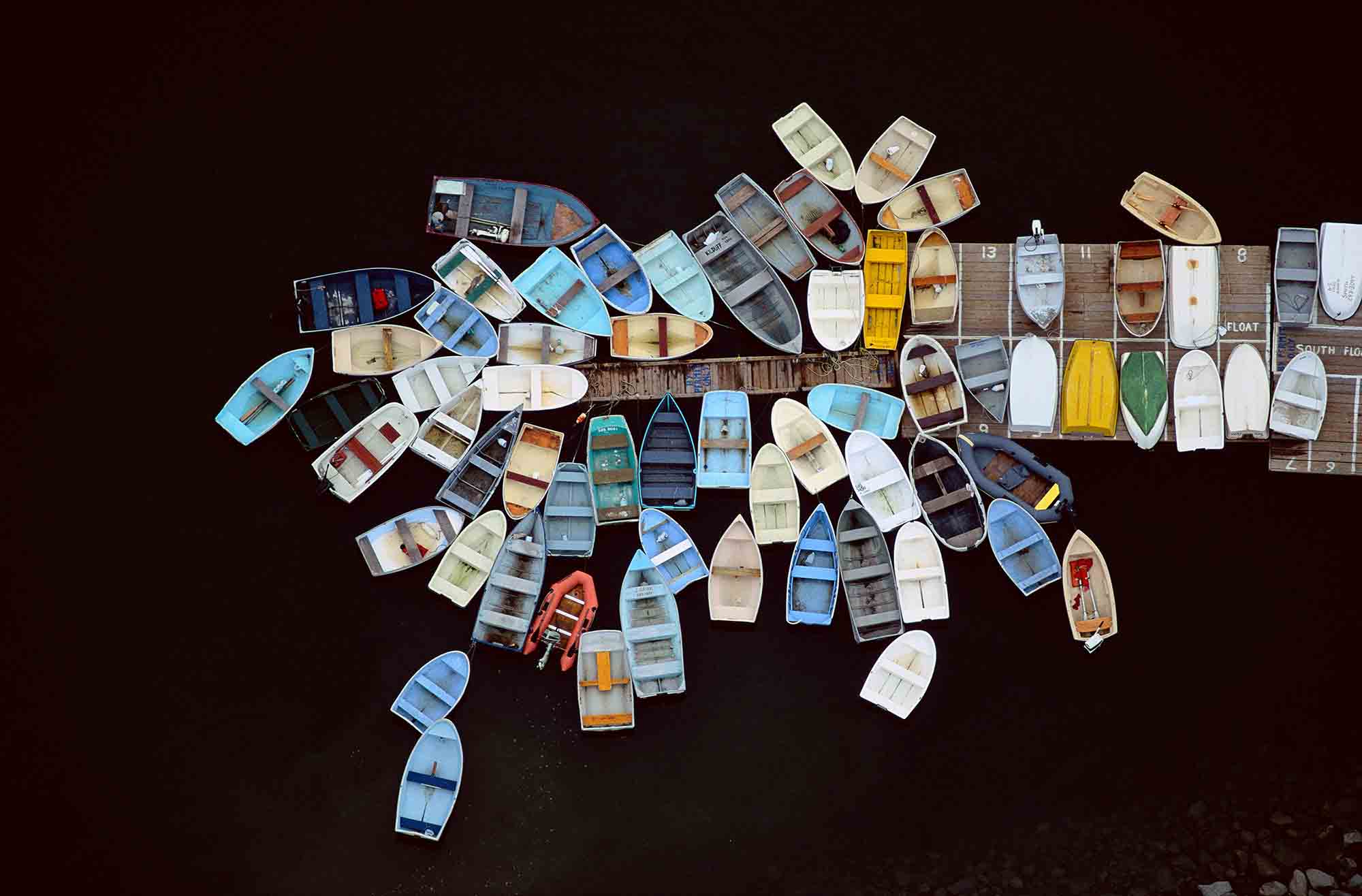 Alex MacLean, 'Dinghies Clustered Around Dock, Duxbury, MA 1993'