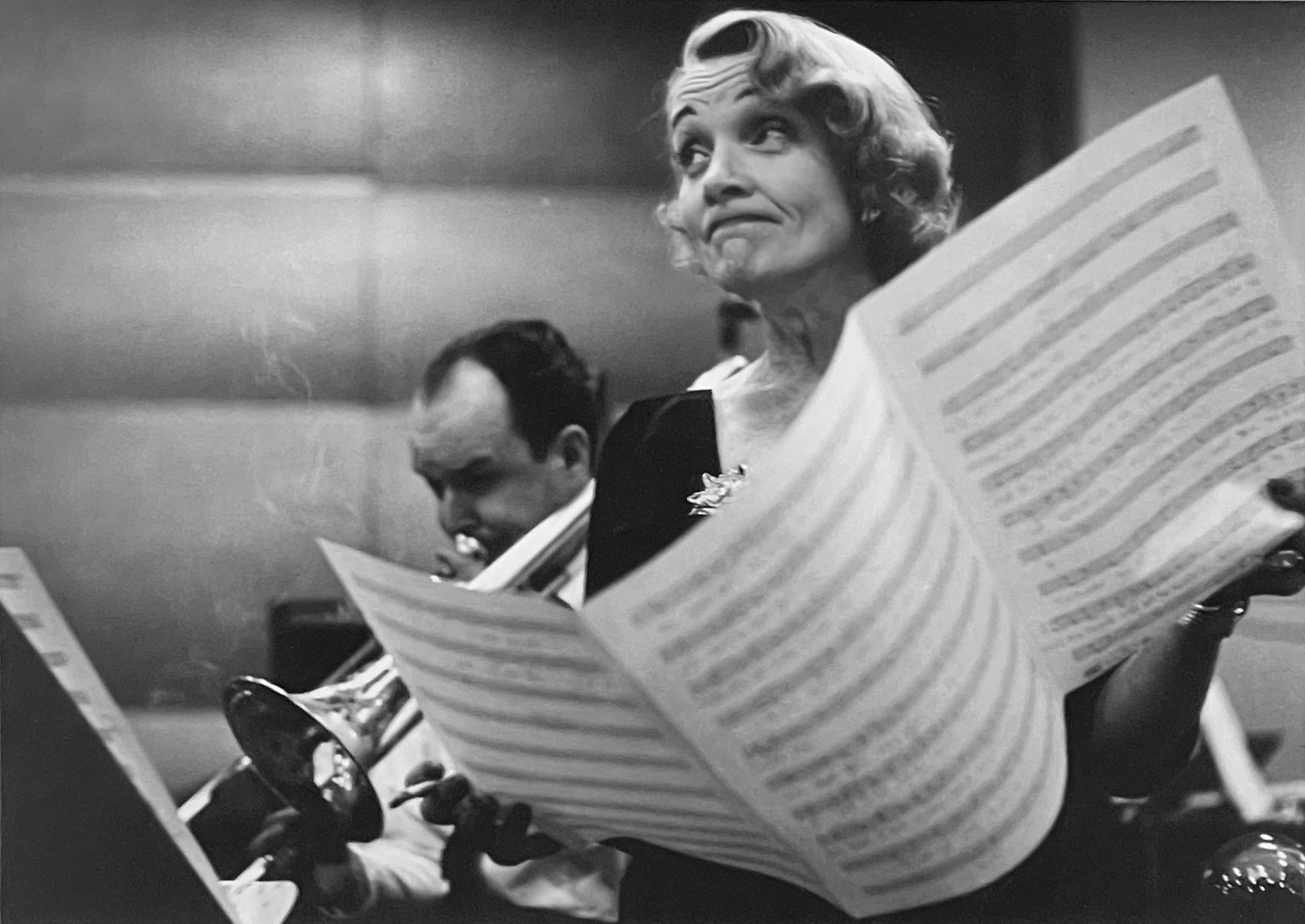 Eve Arnold, 'Marlene Dietrich, Recording Session With Musical Score, New York City, 1952'