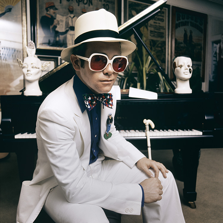 Elton John at his home in Windsor, England, 1974