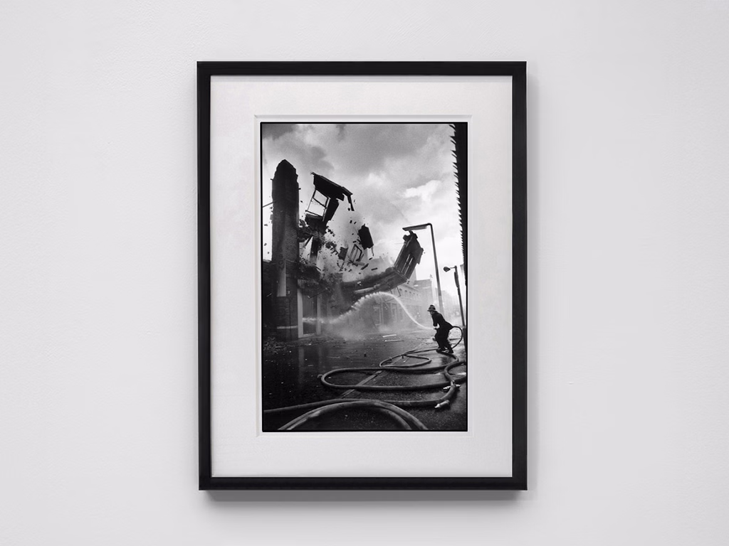 Abbas, 'A Burning Building Crumbles, Belfast, Northern Ireland, 1972'